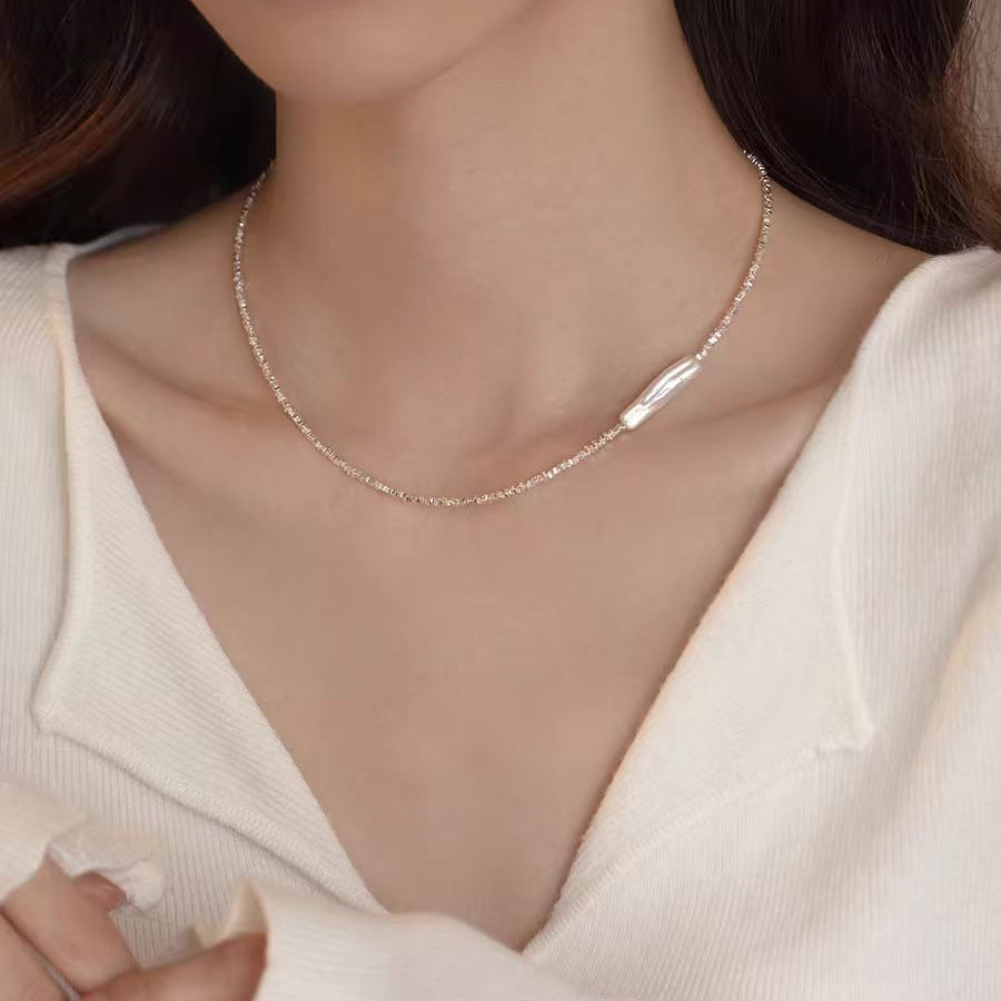 Streamer Toothpick Baroque Pearl Necklace