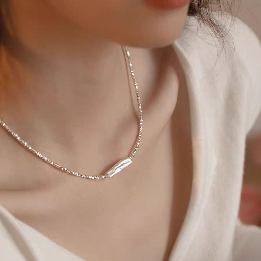 Streamer Toothpick Baroque Pearl Necklace