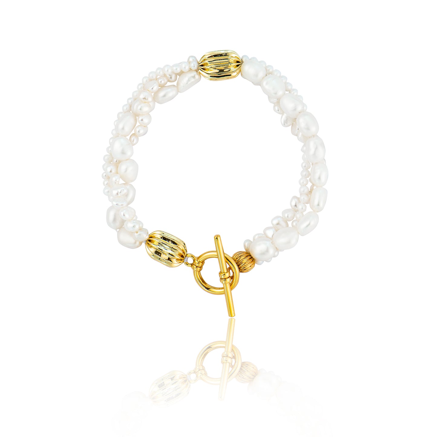 Three Layers T-Bar Pearl Bracelet