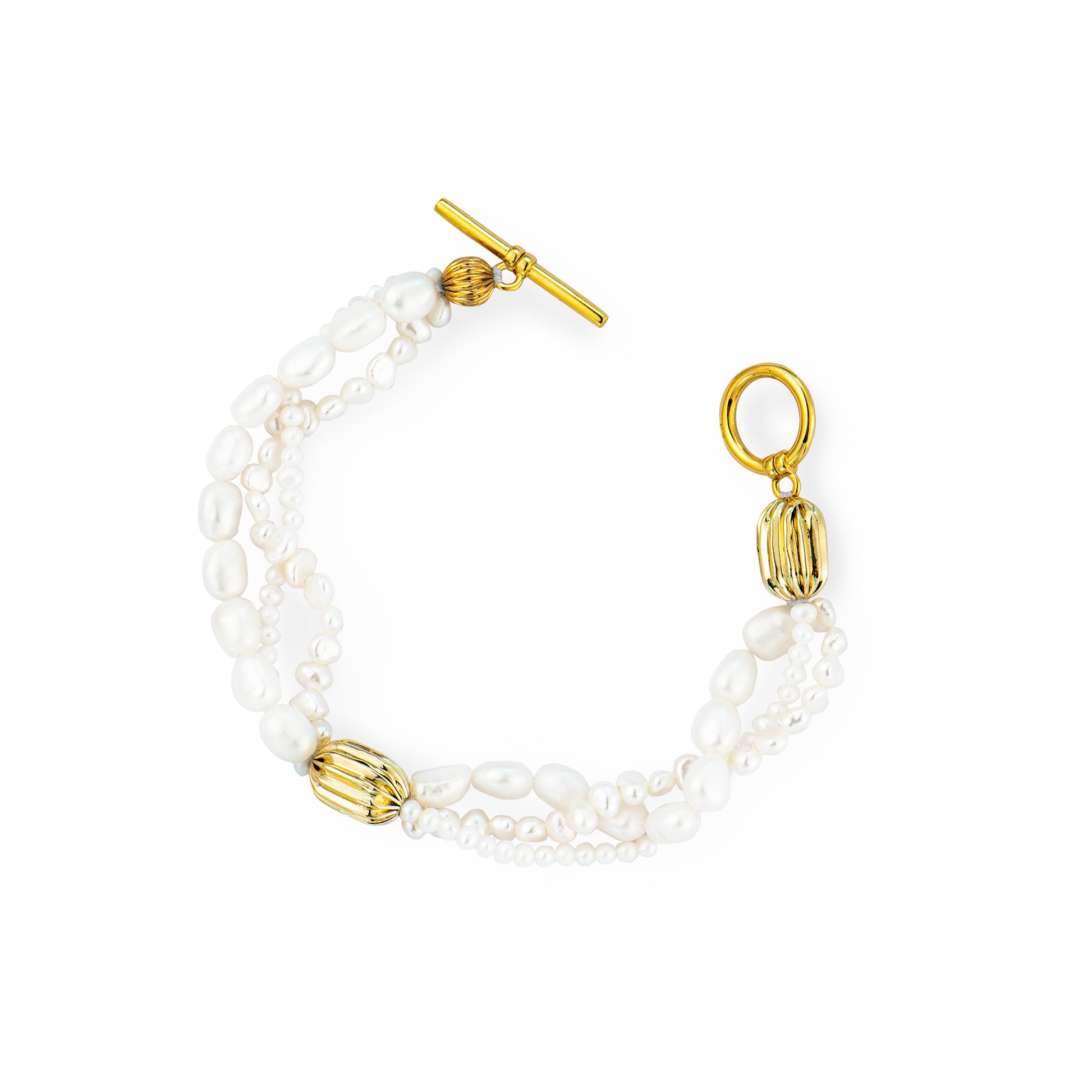 Three Layers T-Bar Pearl Bracelet