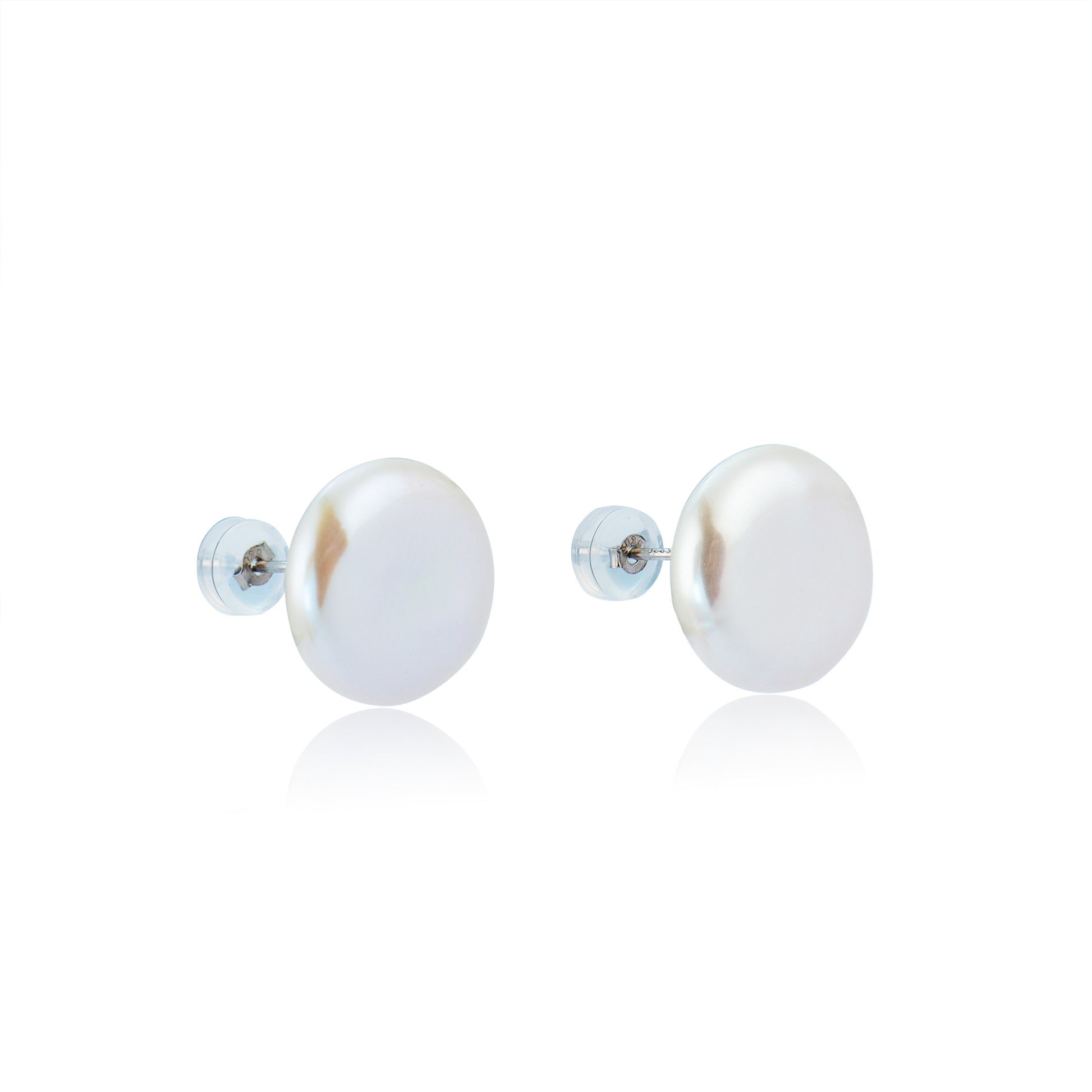 button pearl earrings